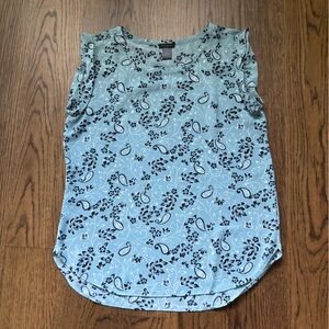 Ann Taylor Blue and Black Floral Top